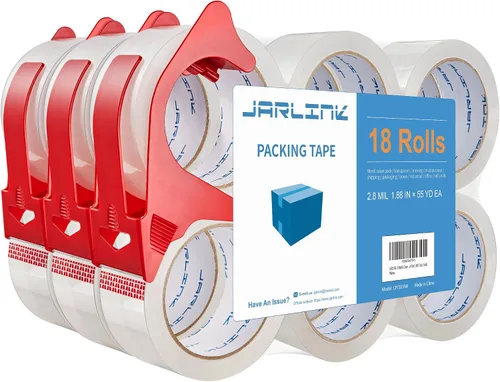 Vista 11 de JARLINK 12 Rollos de Cinta de Embalaje Transparente con 2 Dispensadores, Refacciones de Cinta de Embalaje Resistente para Envíos, Embalaje, Correo