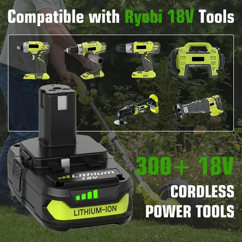 Vista 4 de Enermall Paquete de 2 baterías de repuesto P102 de 3600 mAh para Ryobi de 18 V Plus compatibles con baterías Ryobi de 18 V P108 P103 P105 P107 P109