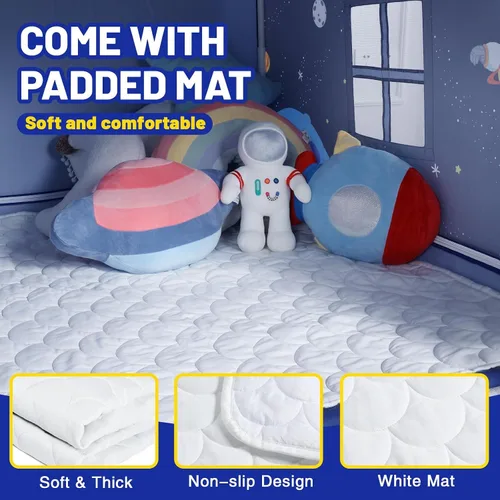 Vista 3 de Wilwolfer Space - Tienda de campaña para niños en interior: con paspartú, tienda de campaña para niños, juguetes espaciales, decoraciones