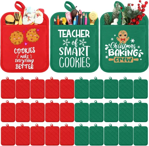 Vista 15 de Hoolerry 20 Piezas Agarraderas para Ollas con Bolsillo Sublimación 7x9'' Algodón Agarraderas para Ollas de Horno al Por Mayor con Lazos para Colgar