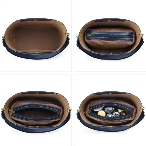 Vista 6 de BROMEN - Bolso de cuero para mujer, bolso estilo Hobo para llevar al hombro o cruzado