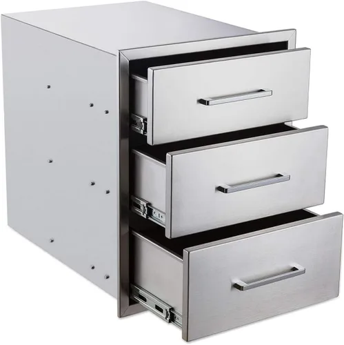 Vista 10 de Cajones de cocina para exteriores, cajón de barbacoa de acero inoxidable, 14 pulgadas de ancho x 20.5 pulgadas de alto x 23 pulgadas de profundidad