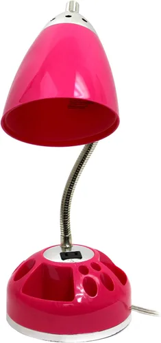 Vista 4 de Lámpara organizadora de escritorio Limelights LD1015-CBL con toma para carga, con base estilo Lazy Susan, color azul claro