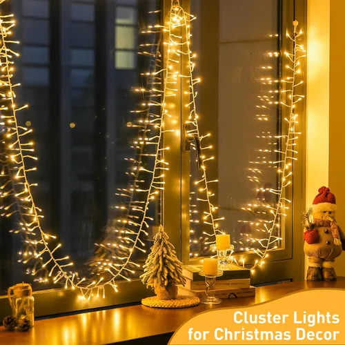 Vista 3 de JMEXSUSS 1000 luces LED de 50 pies en racimo de Navidad enchufables, 8 modos de luces de Navidad al aire libre impermeables con control remoto