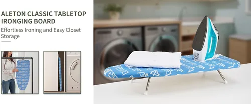 Vista 9 de Tabla de planchar de mesa de 12 x 29 pulgadas, tabla de planchar plegable portátil con acolchado de fieltro grueso, cubierta resistente al calor