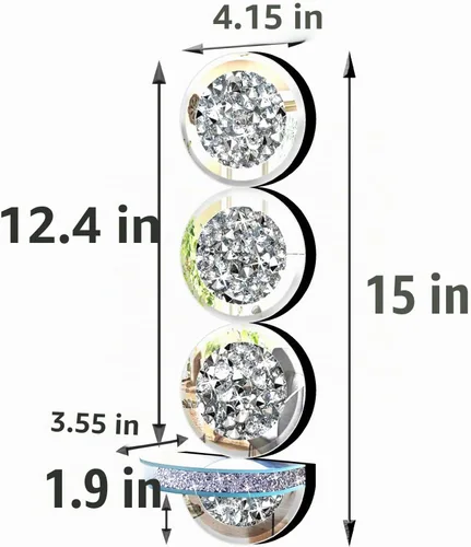 Vista 7 de ZOLAPI Juego de 2 candelabros de cristal con diamantes triturados, espléndido candelabro de pared con espejo plateado redondo, candelabros de vela