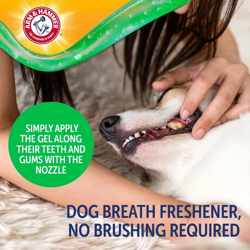 Vista 3 de Arm & Hammer Complete Care Gel oral sin escobillas para perros, sabor a mantequilla de maní, pasta de dientes para perros sin cepillo, bicarbonato