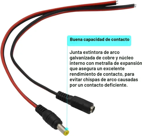 Vista 4 de (Real 18AWG) 10 pares de 12 V 5 A CC Cable de Conector de Conector de Barril Pigtail de 0.083 in x 0.217 in Macho Hembra DC Pigtail Conectores