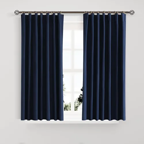 Vista 81 de Joywell - 2 cortinas de lino 100% opacas, con bolsillo para cortinero, trabilla trasera, cinta para ganchos y anillas con clip, con aislamiento