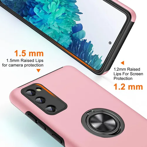 Vista 3 de JAME - Funda para Samsung Galaxy S20 FE 5G, soporte de anillo a prueba de golpes Dual Layer Military Grade Heavy Duty Shockproof Cover, Metal