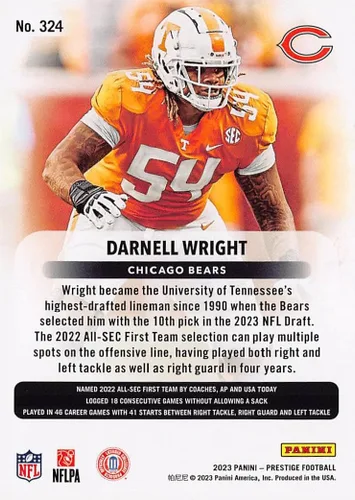 Vista 2 de 2023 Panini Prestige #324 Darnell Wright Rookie Card