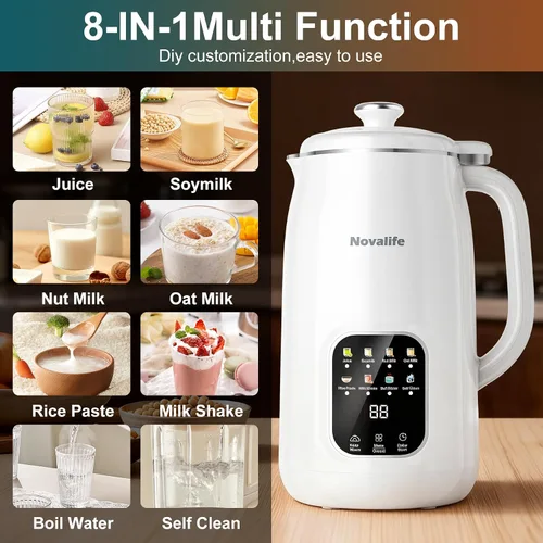 Vista 2 de 8 in 1 Nut Milk Maker Machine, 40oz Soy Milk Maker Blender, Homemade Soy Milk, Oat Milk, Almond Milk, Juice, Plant Based and Non Dairy Beverages