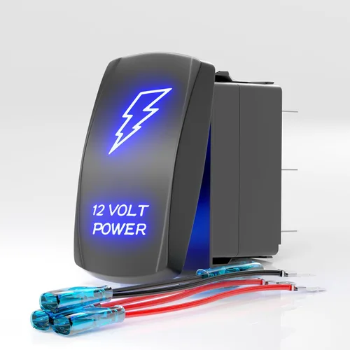 Vista 7 de Interruptor basculante con luz LED de barra, interruptor de palanca grabado con láser ENCENDIDO/APAGADO SPST de 5 pines 12V 24V cables de puente