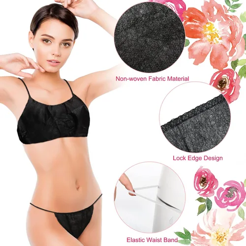 Vista 4 de SATINIOR Juego de 200 piezas de ropa interior y braga desechables para mujer, tangas de belleza, desechables, para spa, salón, ropa