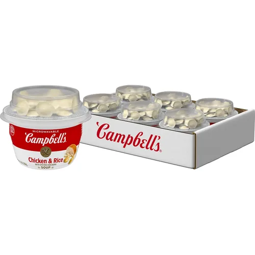 Vista 8 de Campbell's Sopa para sorber, sopa de pollo con pasta en forma de estrella, taza para microondas de 10.75 oz