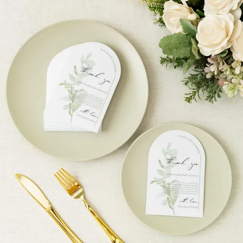 Vista 6 de Crisky Arch Design Greenery - Tarjetas de ajuste de lugar, 50 unidades, centros de mesa y decoraciones elegantes y elegantes de boda, 4 x 6 pulgadas