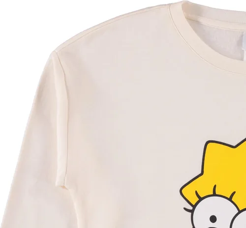 Vista 3 de The Simpsons Sudadera de cuello redondo para mujer, sudadera de Lisa, Bart and Homer Simpson, sudadera de cara grande con cuello redondo