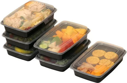 Vista 4 de Simple Houseware Paquete de 16 recipientes reutilizables de preparación de comidas de 28 onzas, 1 compartimento, sin BPA, apilables, aptos