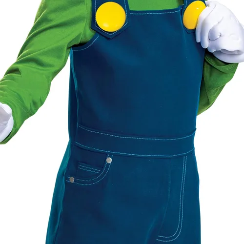 Vista 4 de Disfraz de Nintendo Super Mario Bros, con licencia oficial de Super Mario Bros. Disfraz y accesorios para niños Luigi