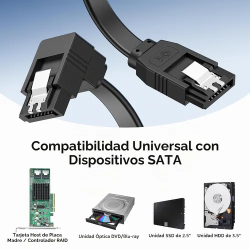 Vista 4 de Cable Matters Paquete de 3 cables SATA III de 90 grados de 6 Gbps, negro, 18 pulgadas Cable de datos de ángulo recto, para SSD, HDD, CD/DVD, disco