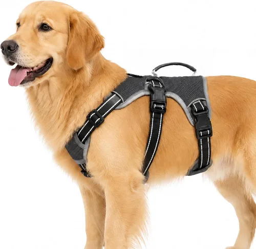 Vista 22 de Arnés de perro multiusos con soporte, arnés reflectante a prueba de escapes sin tirones ajustable con asa duradera, arnés para caminar para perros