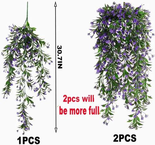 Vista 2 de Planta colgante de imitación, plantas artificiales, vegetación sintética, enredaderas falsas, plantas colgantes falsas para interiores y exteriores