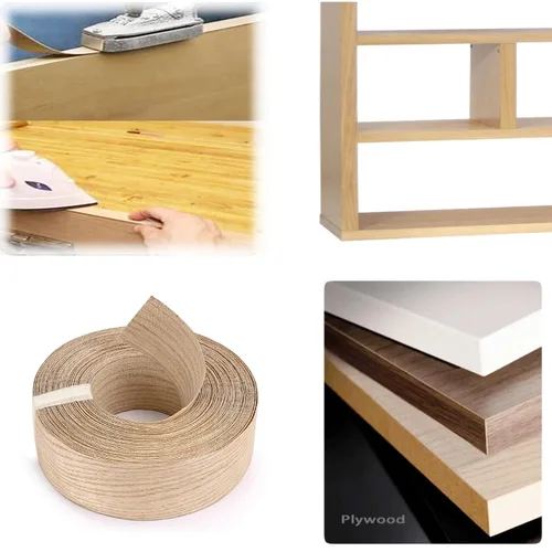 Vista 8 de Skelang Cinta de Chapa de Madera de Roble Rojo para Bordes Preengomada para Planchar con Adhesivo Termofusible Cinta de Bordes Flexible de Madera