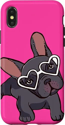 Vista 5 de iPhone 16 Francés Bulldog Francés Perro Cachorro Lindo Perro Perro Gafas Caso Mascota