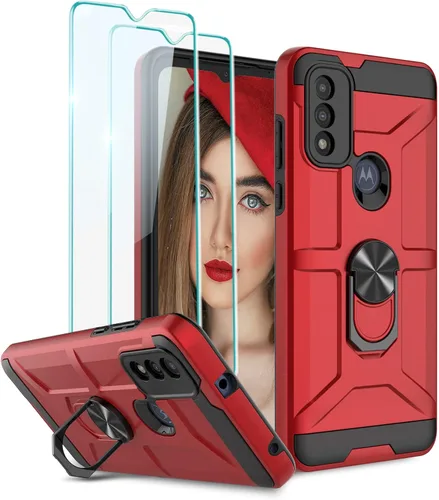 Vista 9 de Jeylly Funda para Moto G Pure con [Paquete de 2] Protector de Pantalla HD, [Grado Militar] Soporte de Anillo Resistente de Servicio Pesado Defensor