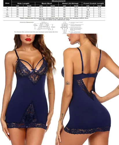 Vista 9 de Avidlove lencería de encaje para mujer, lencería sexy, bragas completas, mini vestido, 2