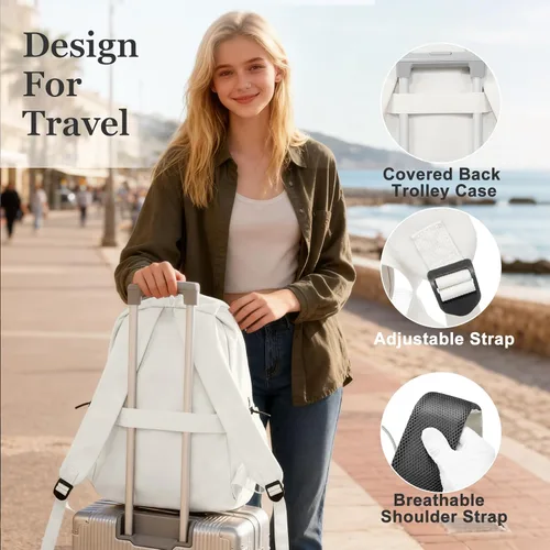 Vista 5 de weradar Mochila universitaria estética para mujeres y hombres,Mochila de estudiante de moda,Mochila clásica de escuela secundaria para adolescentes