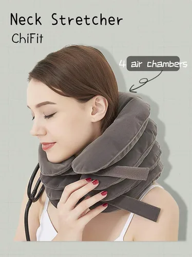 Vista 2 de ChiFit Dispositivo de almohada inflable y ajustable de 4 capas para estiramiento cervical para el cuello, soporte de descompresión de cuello