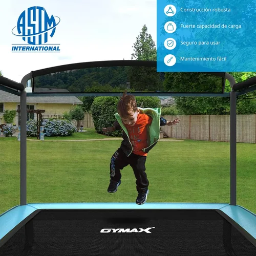 Vista 3 de GYMAX Trampolín para niños de 6 pies con columpio, cama elástica rectangular recreativa aprobada por ASTM con red de seguridad, para interiores