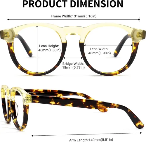 Vista 6 de Zeelool Gafas de bloqueo de luz azul redondas vintage para mujer Bess WA807246