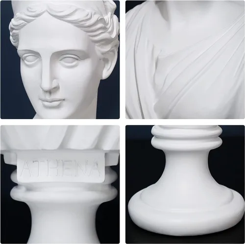 Vista 3 de YUEOECOR Estatua griega de Diana de 14.2 pulgadas, busto romano clásico de mitología griega, escultura blanca para decoración del hogar