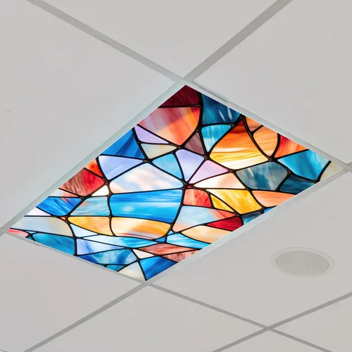 Vista 9 de Outus 4 piezas de cubierta de luz fluorescente para iluminación de aula con 10 imanes, filtro de luz magnético, decoración de panel de techo de 2 x