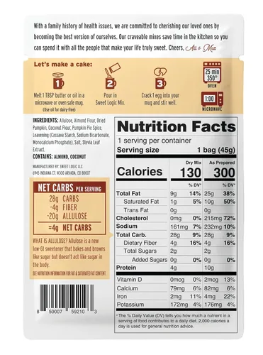 Vista 2 de Sweet Logic Keto - Taza de postre Keto para tartas, especias de calabaza, bajas en azúcar, sin gluten, bajas en carbohidratos, dulces aptos