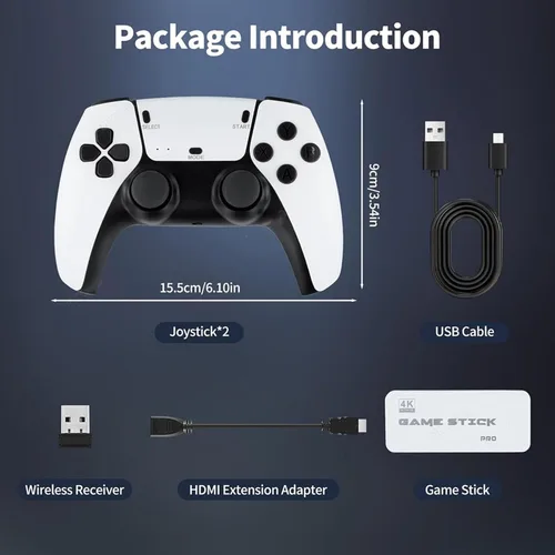 Vista 2 de Wireless Retro Game Stick with 20000+ Classic Games, 23 Emulators, 4K HDMI Output, Dual 2.4G Controllers, 64GB/128GB Storage, Plug and Play Retro