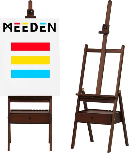 Vista 8 de MEEDEN Caballete de Estudio con Marco en H con Cajón de Almacenamiento de Suministros de Arte - Ajustable (60"~75") Soporte de Caballete de Madera