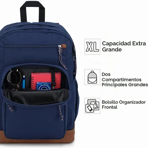 Vista 4 de JanSport Mochila genial con funda para laptop de 15 pulgadas, mochila grande para computadora con 2 compartimentos, correas ergonómicas, Negro