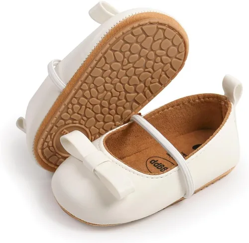 Vista 2 de Zapatos de bebé de primera calidad para niña, zapatos planos para caminar, suela suave, zapatos de princesa Mary Jane, zapatos de vestir de boda