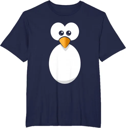 Vista 41 de Camiseta divertida con diseño de cara de pingüino o disfraz fácil, color negro, talla S