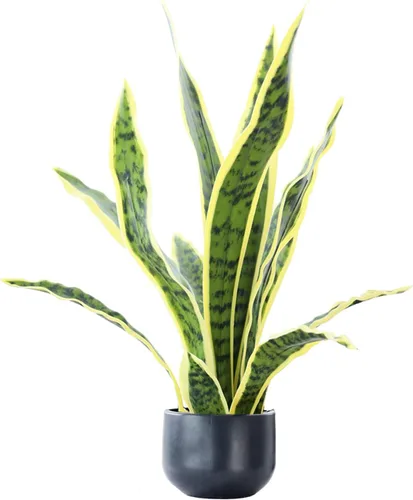 Vista 8 de Beebel Planta artificial de serpiente de 22 pulgadas, Sansevieria falsa, agave falso, plantas en maceta, vegetación de plástico para el hogar Verde