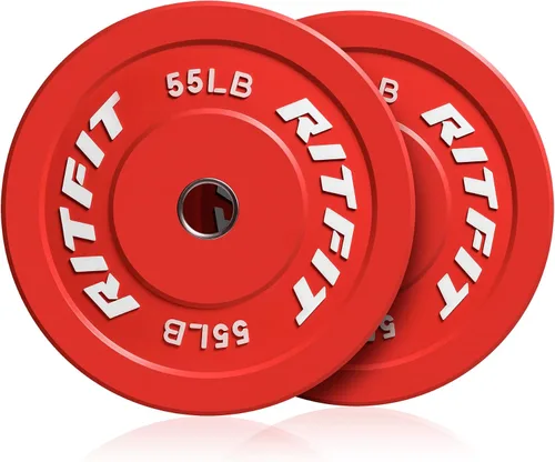 Vista 17 de RitFit Color Coded Bumper Plate, Olympic Bumper Plate for Barbell, 2-Inch Bumper Weight Plates With Steel Insert, rubber weight plates for Strength