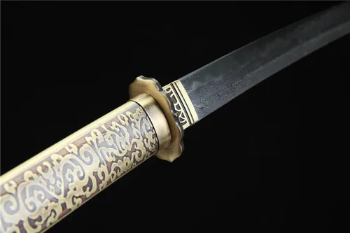 Vista 7 de Zhmyyxgs - Espada japonesa samurái, katana afilada de arcilla templada, hoja de acero de Damasco plegada