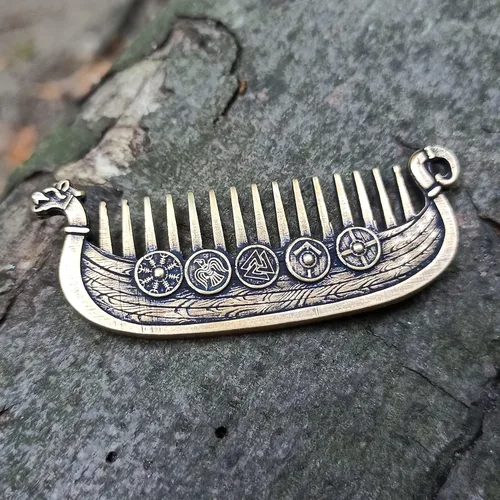 Vista 6 de Peine de metal para barba Viking Drakkar Custom bigote cuidado y belleza