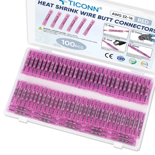 Vista 14 de TICONN Kit de conectores a tope termorretráctiles de 60 piezas, empalme a tope AWG 14 – 12, terminales de crimpado de cables eléctricos marinos