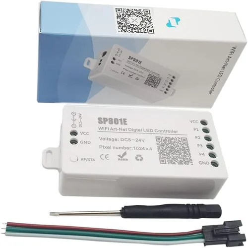Vista 2 de SP801E WiFi Art-Net Magic LED Controlador LED Matriz Panel Módulo WS2812B WS2811 Tira de luz Control inalámbrico iOS Android DC5-24V
