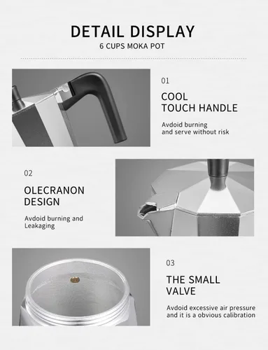 Vista 10 de Yabano - Cafetera de café italiano Moka de 9 tazas