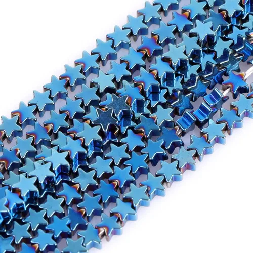 Vista 29 de Cuentas de hematita para hacer joyas, piedras preciosas semipreciosas de 0.394 x 0.551 in, color azul con revestimiento metálico, 15 pulgadas JOE